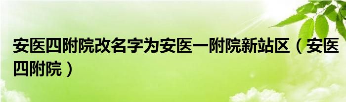 安医四附院改名字为安医一附院新站区（安医四附院）