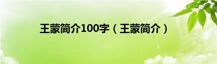 王蒙简介100字（王蒙简介）