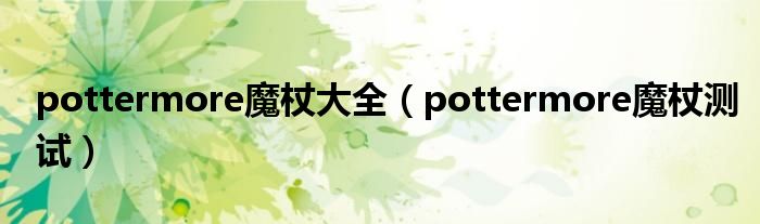 pottermore魔杖大全（pottermore魔杖测试）