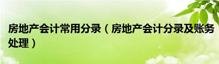 房地产会计常用分录（房地产会计分录及账务处理）