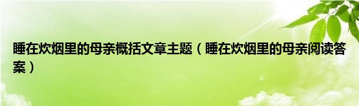 睡在炊烟里的母亲概括文章主题（睡在炊烟里的母亲阅读答案）