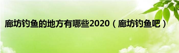 廊坊钓鱼的地方有哪些2020（廊坊钓鱼吧）