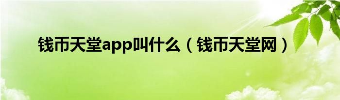 钱币天堂app叫什么（钱币天堂网）