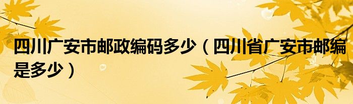 四川广安市邮政编码多少（四川省广安市邮编是多少）