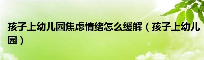 孩子上幼儿园焦虑情绪怎么缓解（孩子上幼儿园）