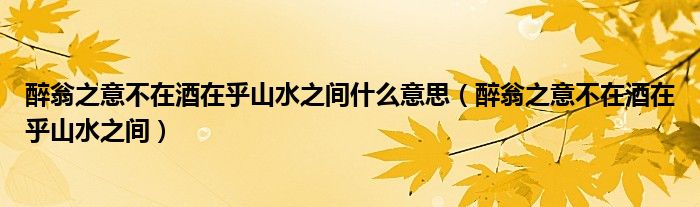 醉翁之意不在酒在乎山水之间什么意思（醉翁之意不在酒在乎山水之间）