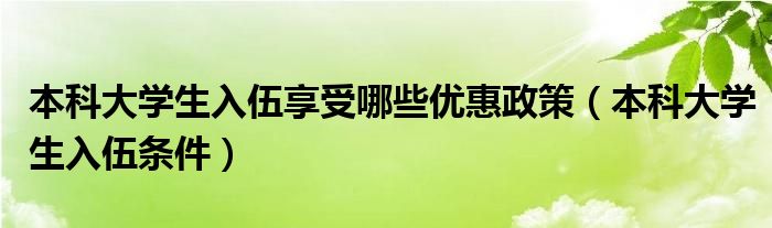 本科大学生入伍享受哪些优惠政策（本科大学生入伍条件）