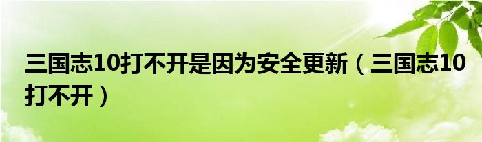 三国志10打不开是因为安全更新（三国志10打不开）