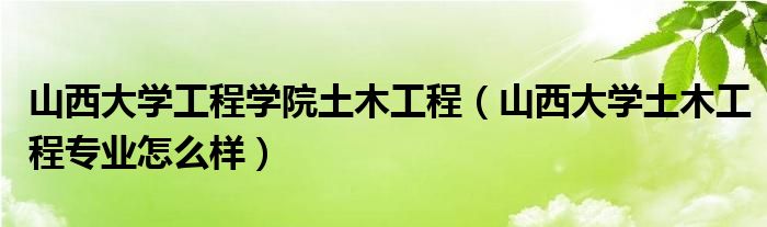 山西大学工程学院土木工程（山西大学土木工程专业怎么样）