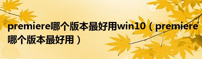 premiere哪个版本最好用win10（premiere哪个版本最好用）