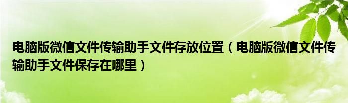 电脑版微信文件传输助手文件存放位置（电脑版微信文件传输助手文件保存在哪里）