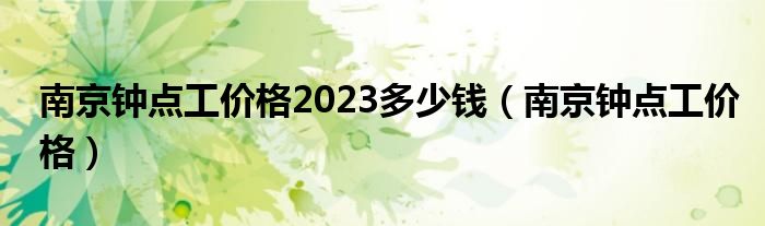 南京钟点工价格2023多少钱（南京钟点工价格）