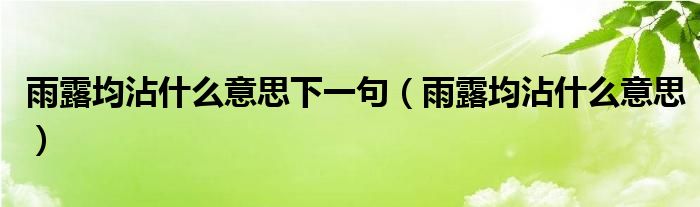 雨露均沾什么意思下一句（雨露均沾什么意思）