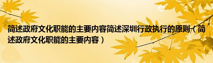 简述政府文化职能的主要内容简述深圳行政执行的原则（简述政府文化职能的主要内容）