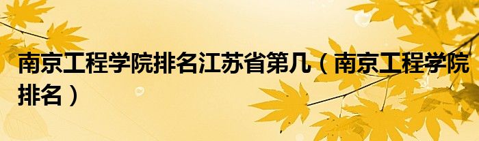 南京工程学院排名江苏省第几（南京工程学院排名）