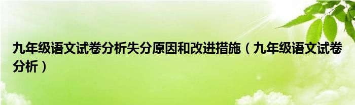 九年级语文试卷分析失分原因和改进措施（九年级语文试卷分析）