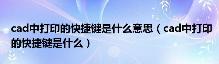 cad中打印的快捷键是什么意思（cad中打印的快捷键是什么）