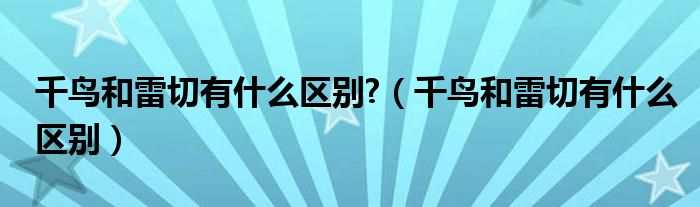 千鸟和雷切有什么区别?（千鸟和雷切有什么区别）