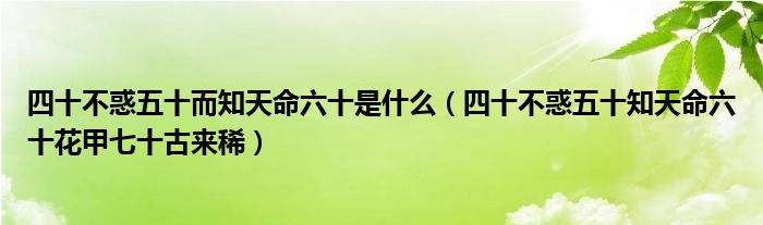 四十不惑五十而知天命六十是什么（四十不惑五十知天命六十花甲七十古来稀）