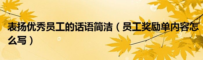 表扬优秀员工的话语简洁（员工奖励单内容怎么写）