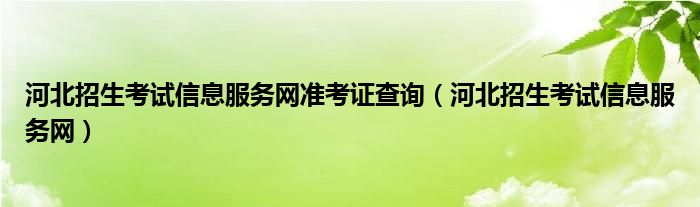 河北招生考试信息服务网准考证查询（河北招生考试信息服务网）