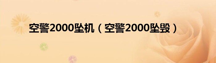 空警2000坠机（空警2000坠毁）