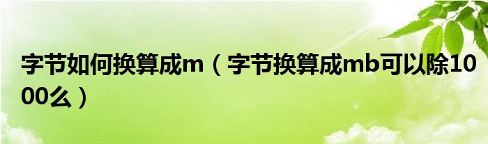 字节如何换算成m（字节换算成mb可以除1000么）