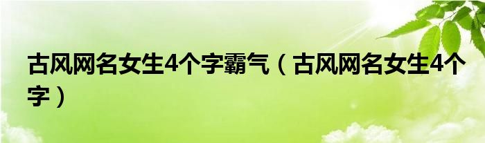 古风网名女生4个字霸气（古风网名女生4个字）