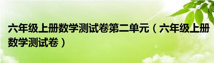 六年级上册数学测试卷第二单元（六年级上册数学测试卷）