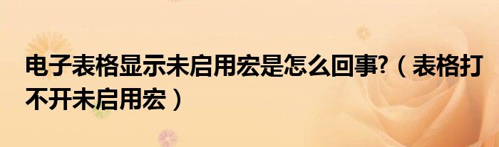 电子表格显示未启用宏是怎么回事?（表格打不开未启用宏）