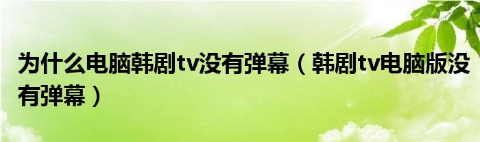 为什么电脑韩剧tv没有弹幕（韩剧tv电脑版没有弹幕）