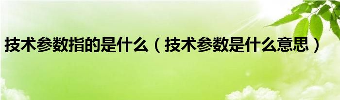 技术参数指的是什么（技术参数是什么意思）