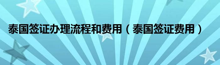 泰国签证办理流程和费用（泰国签证费用）