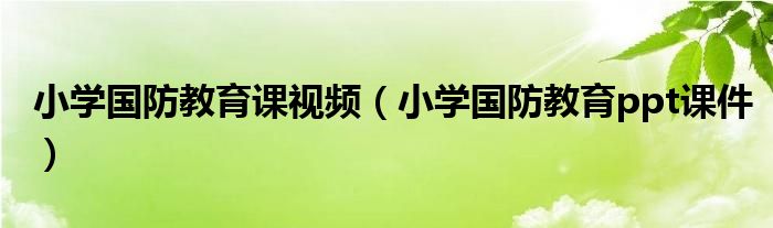 小学国防教育课视频（小学国防教育ppt课件）