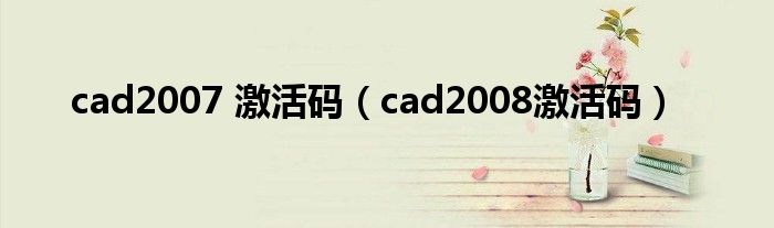 cad2007 激活码（cad2008激活码）