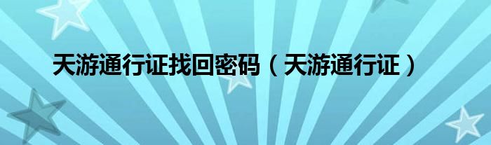 天游通行证找回密码（天游通行证）