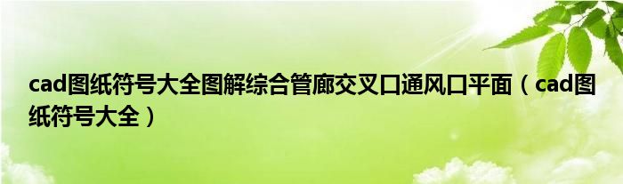 cad图纸符号大全图解综合管廊交叉口通风口平面（cad图纸符号大全）