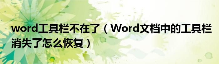 word工具栏不在了（Word文档中的工具栏消失了怎么恢复）