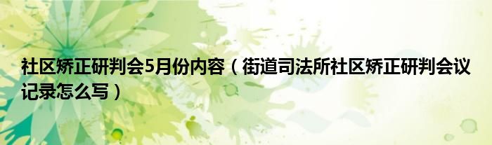 社区矫正研判会5月份内容（街道司法所社区矫正研判会议记录怎么写）