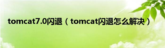 tomcat7.0闪退（tomcat闪退怎么解决）