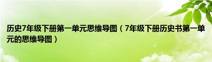 历史7年级下册第一单元思维导图（7年级下册历史书第一单元的思维导图）