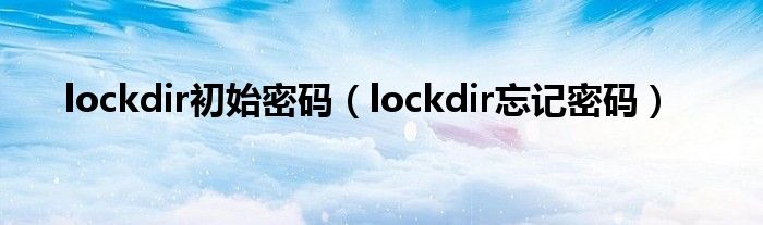 lockdir初始密码（lockdir忘记密码）