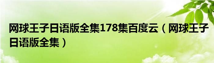 网球王子日语版全集178集百度云（网球王子日语版全集）