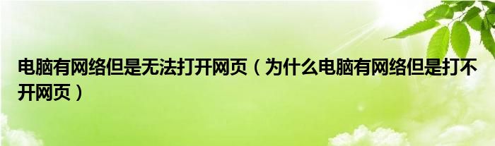 电脑有网络但是无法打开网页（为什么电脑有网络但是打不开网页）