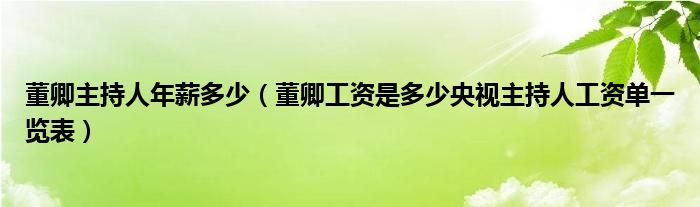 董卿主持人年薪多少（董卿工资是多少央视主持人工资单一览表）