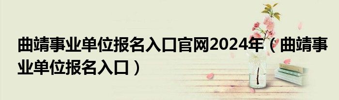 曲靖事业单位报名入口官网2024年（曲靖事业单位报名入口）