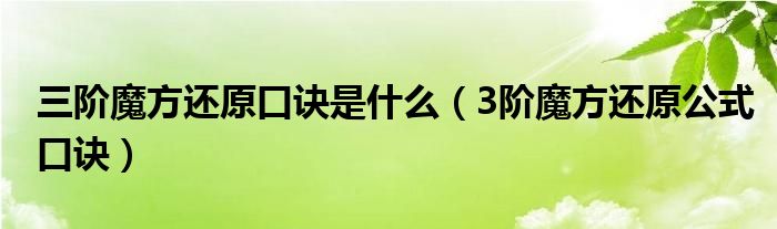 三阶魔方还原口诀是什么（3阶魔方还原公式口诀）