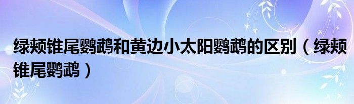 绿颊锥尾鹦鹉和黄边小太阳鹦鹉的区别（绿颊锥尾鹦鹉）