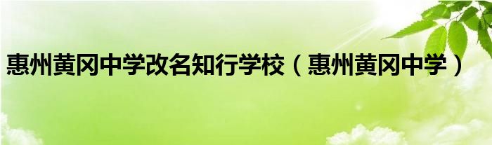 惠州黄冈中学改名知行学校（惠州黄冈中学）