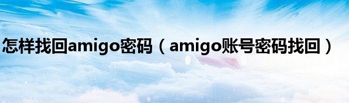 怎样找回amigo密码（amigo账号密码找回）